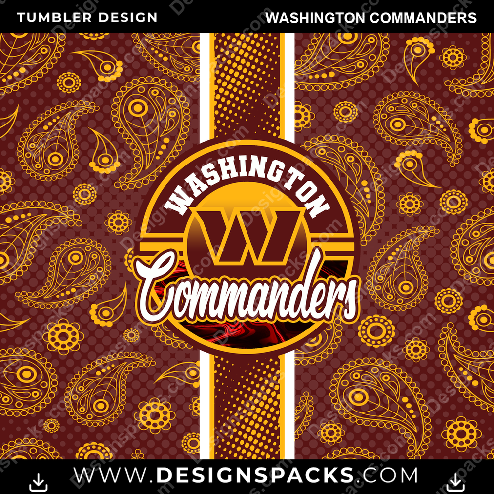 Football Handkerchief Washington Commanders Tumbler Digital Wrap Design