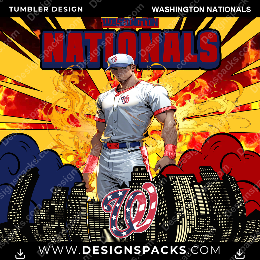 Baseball Comic Cover Washington Nationals Tumbler Digital Wrap Design