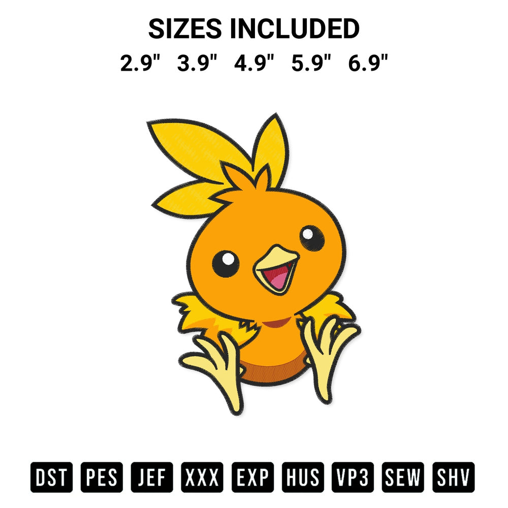 Elevate your next project with our Torchic Pokemon Embroidery Design embroidery file. Shop high-quality digital patterns instantly at Designspacks.com. Available sizes: 2.9", 3.9", 4.9", 5.9", 6.9".