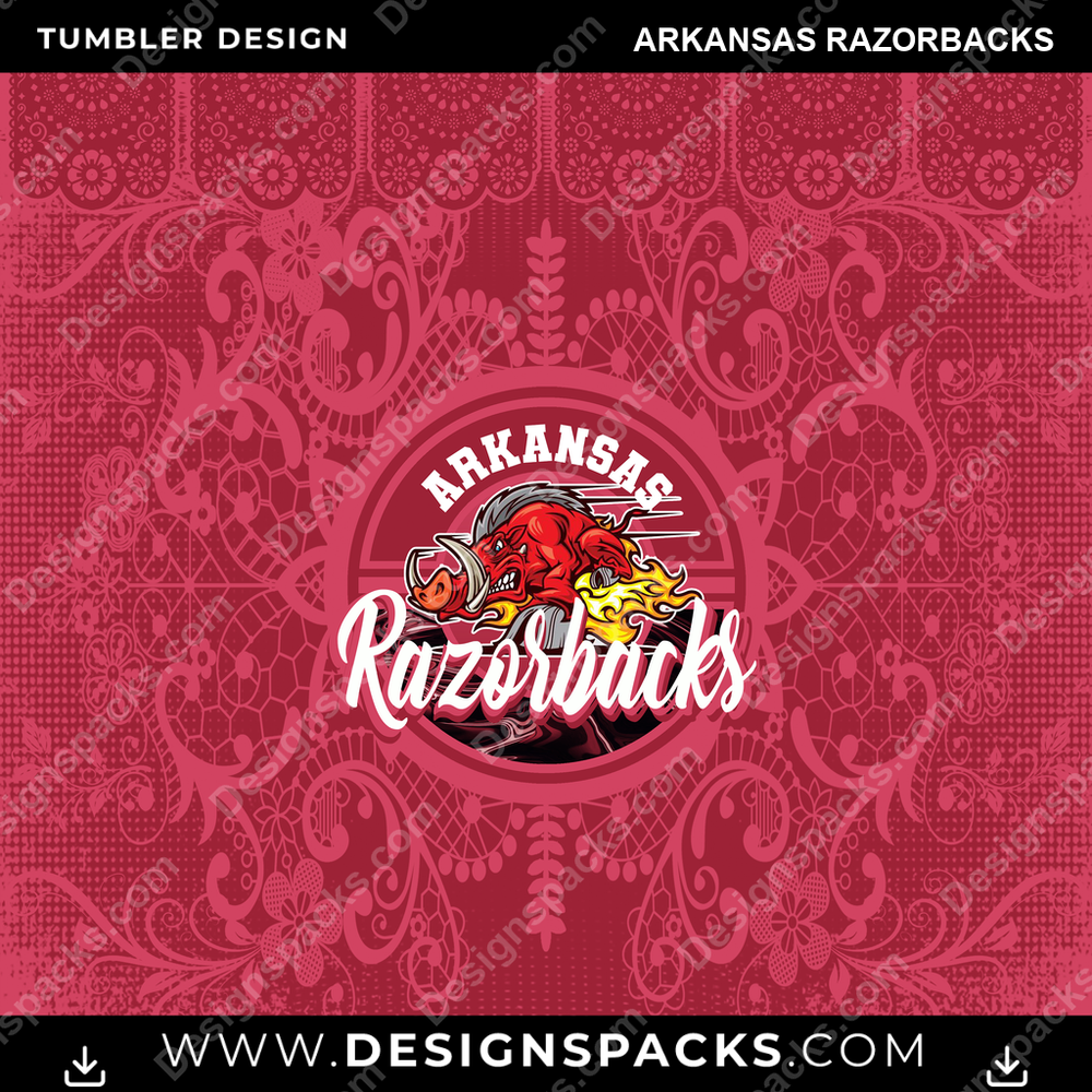 College Sport Lace & Logo Arkansas Razorbacks NCAA College Sport Tumbler Digital Wrap Design Download