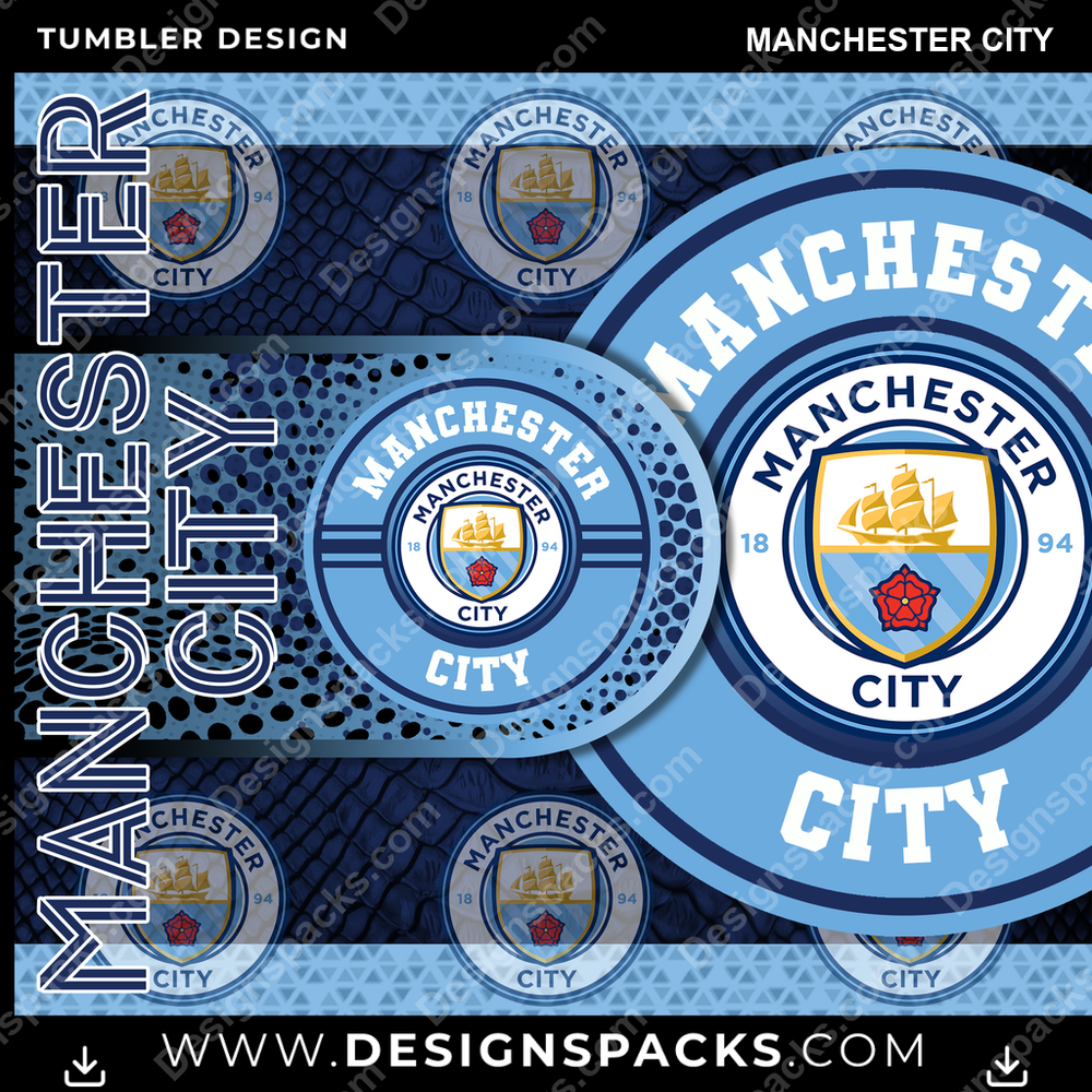 Soccer UK Hyper Manchester City Tumbler Digital Wrap Design