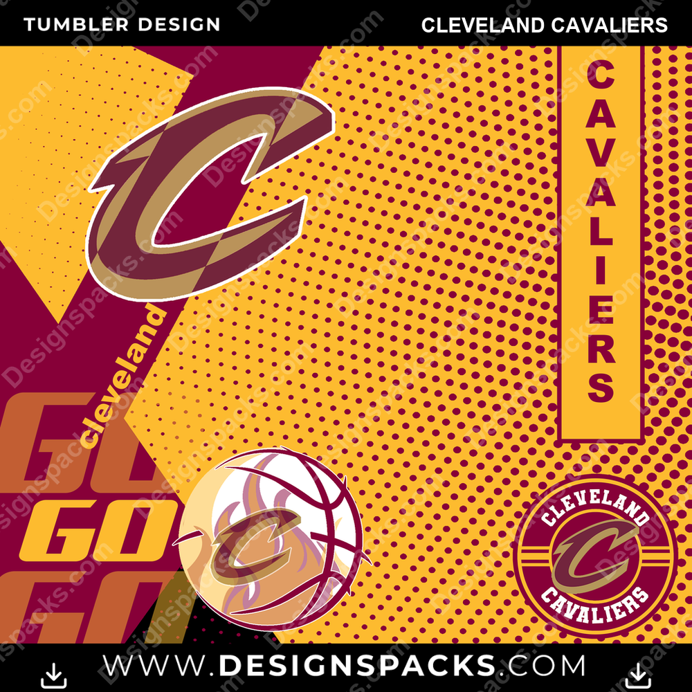 Basketball GO Cleveland Cavaliers Tumbler Digital Wrap Design