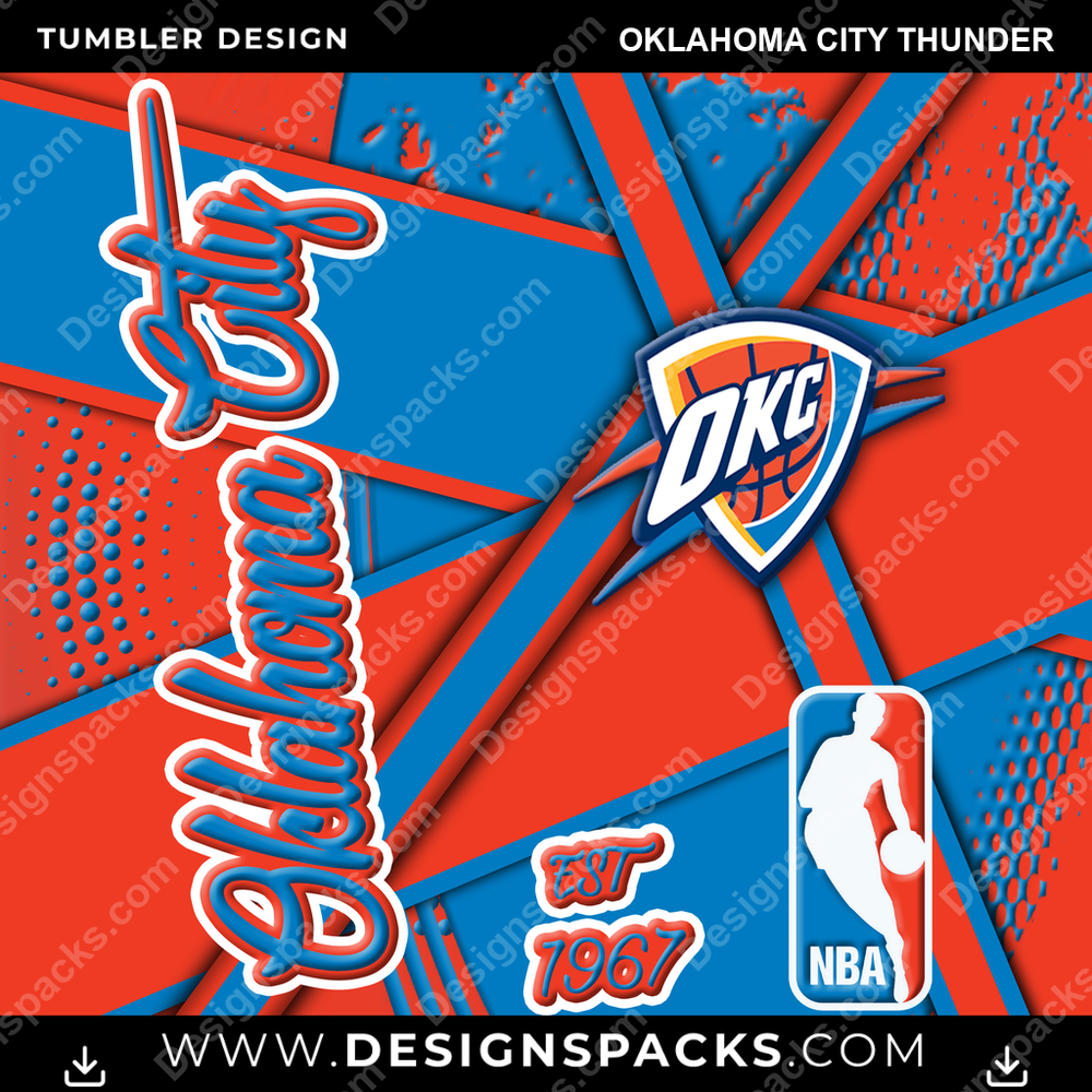 Basketball Team Sport Oklahoma City Thunder NBA Basketball Tumbler Digital Wrap Design Download