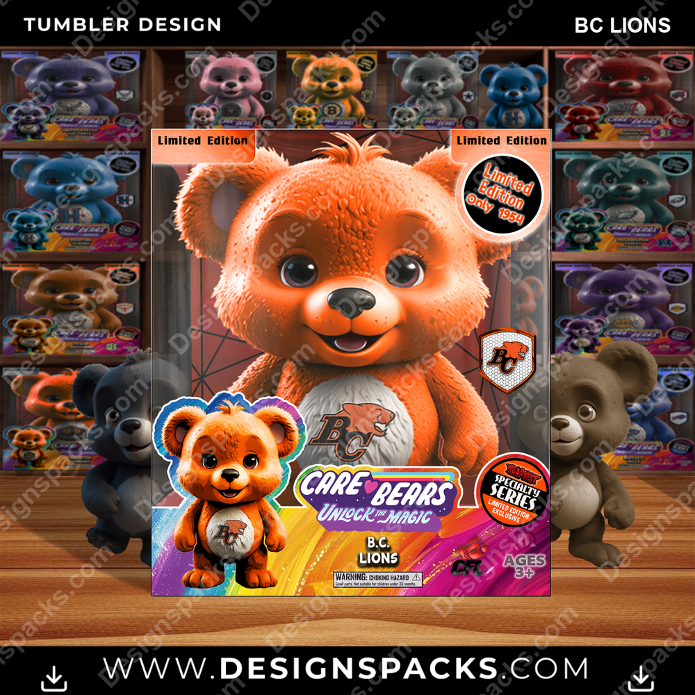 Canada Football Care Bear Box BC Lions CFL Canada Tumbler Digital Wrap Design Download