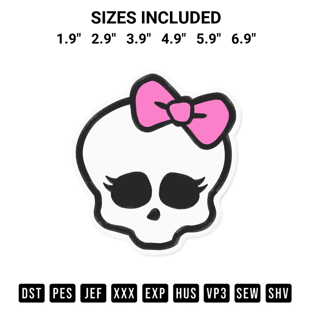 Looking for the perfect pattern? Download the Monster High Skull Logo Embroidery Design embroidery design today at Designspacks.com. Crisp, clean stitching guaranteed. Available sizes: 1.9", 2.9", 3.9", 4.9", 5.9", 6.9".