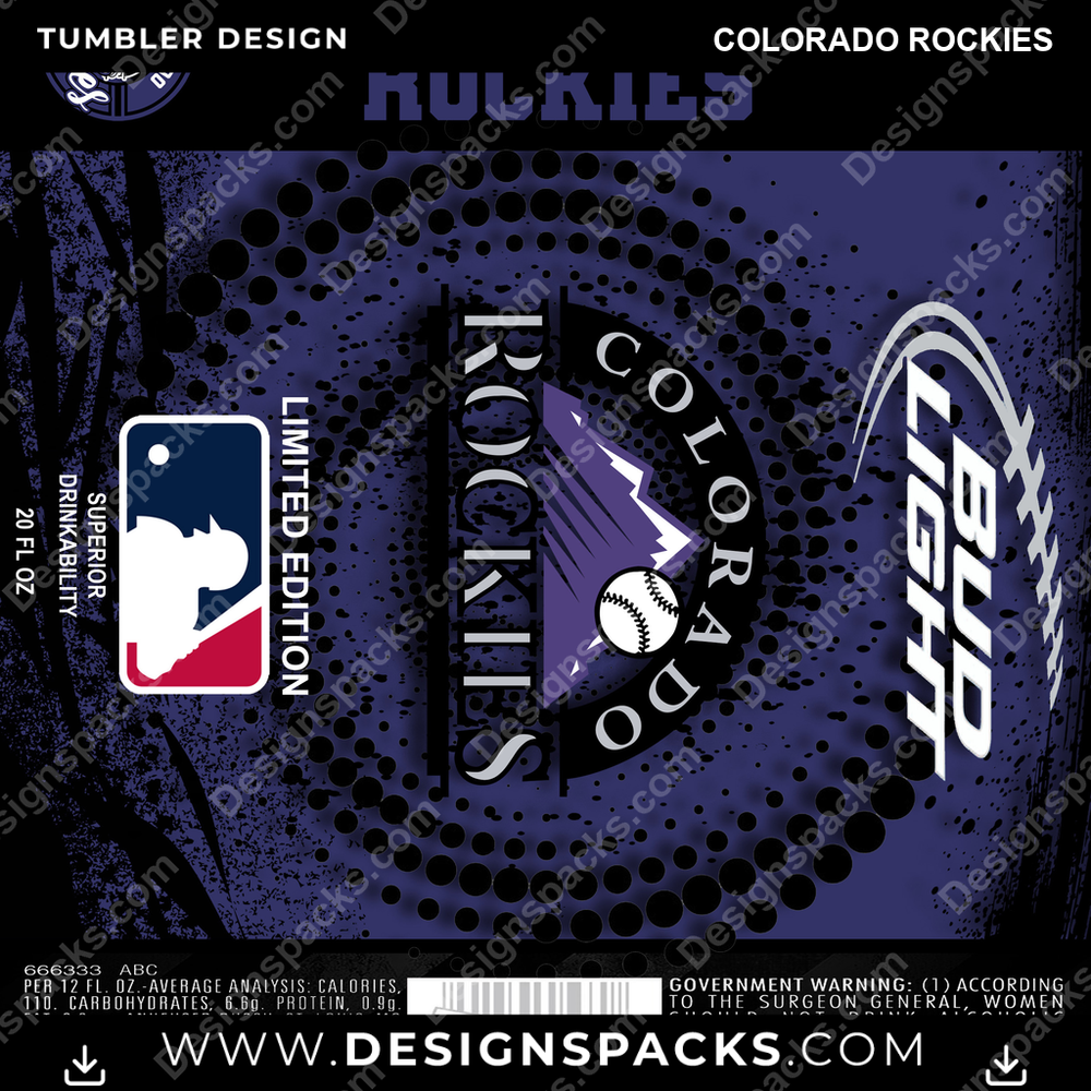 Baseball Bud Colorado Rockies Trinkbecher Digitales Wrap-Design