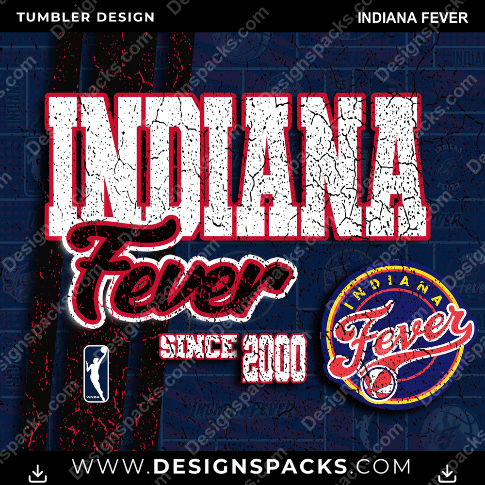 Basketball Grunge Indiana Fever NBA Basketball Tumbler Digital Wrap Design Download