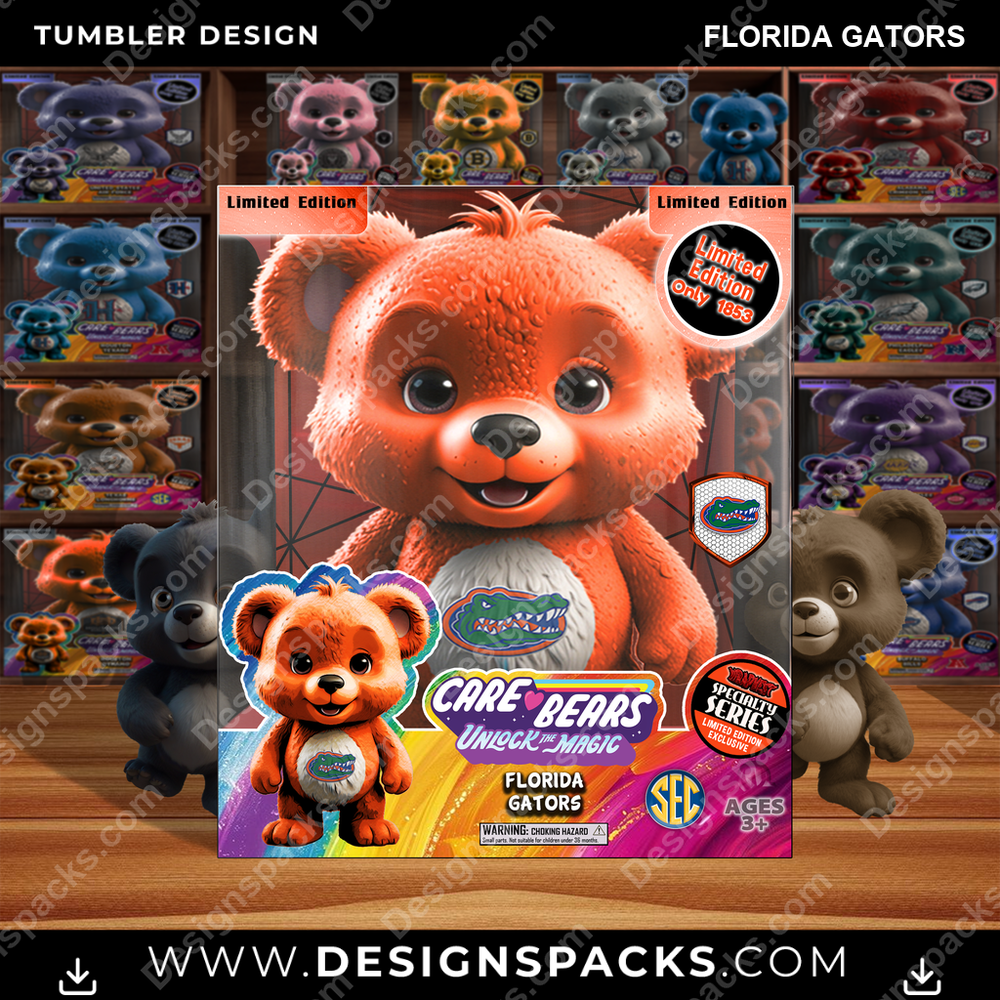 College Sport Care Bear Box Florida Gators Tumbler Digital Wrap Design