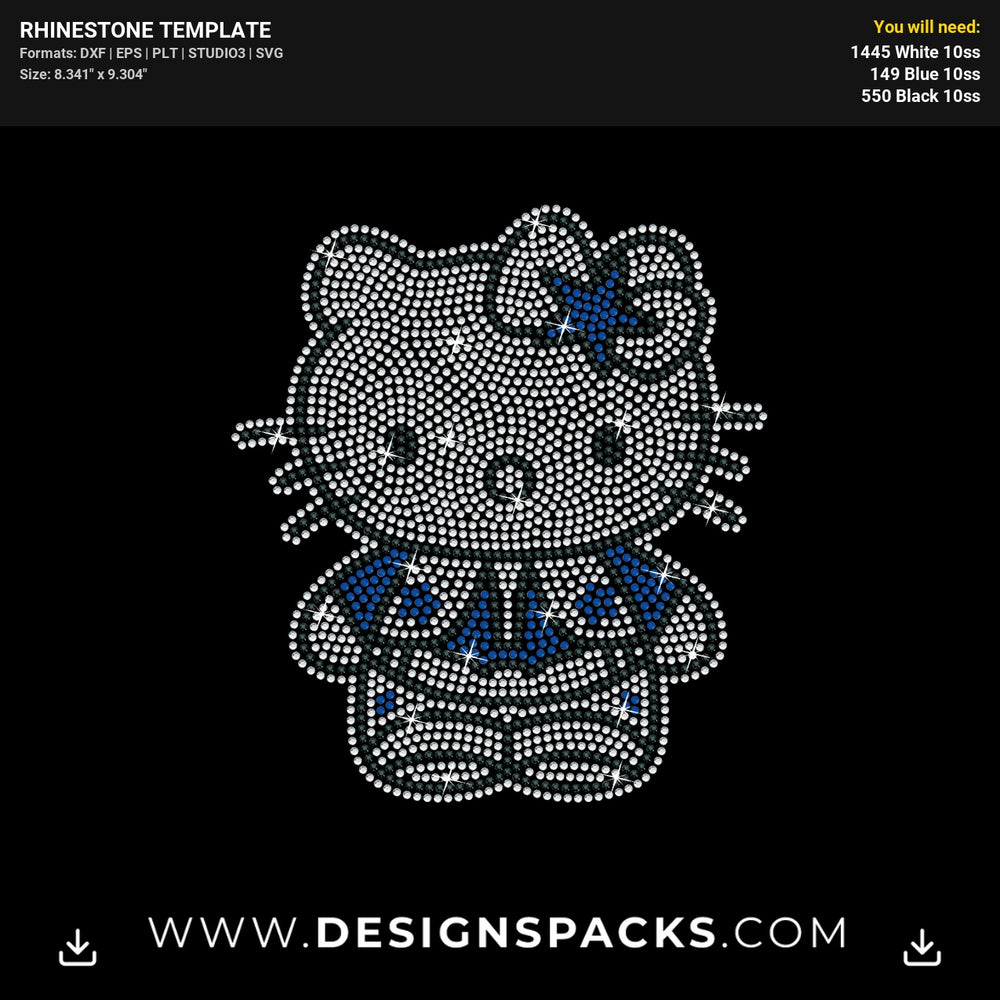 Cowboy Hello Kitty Rhinestone Digital Template