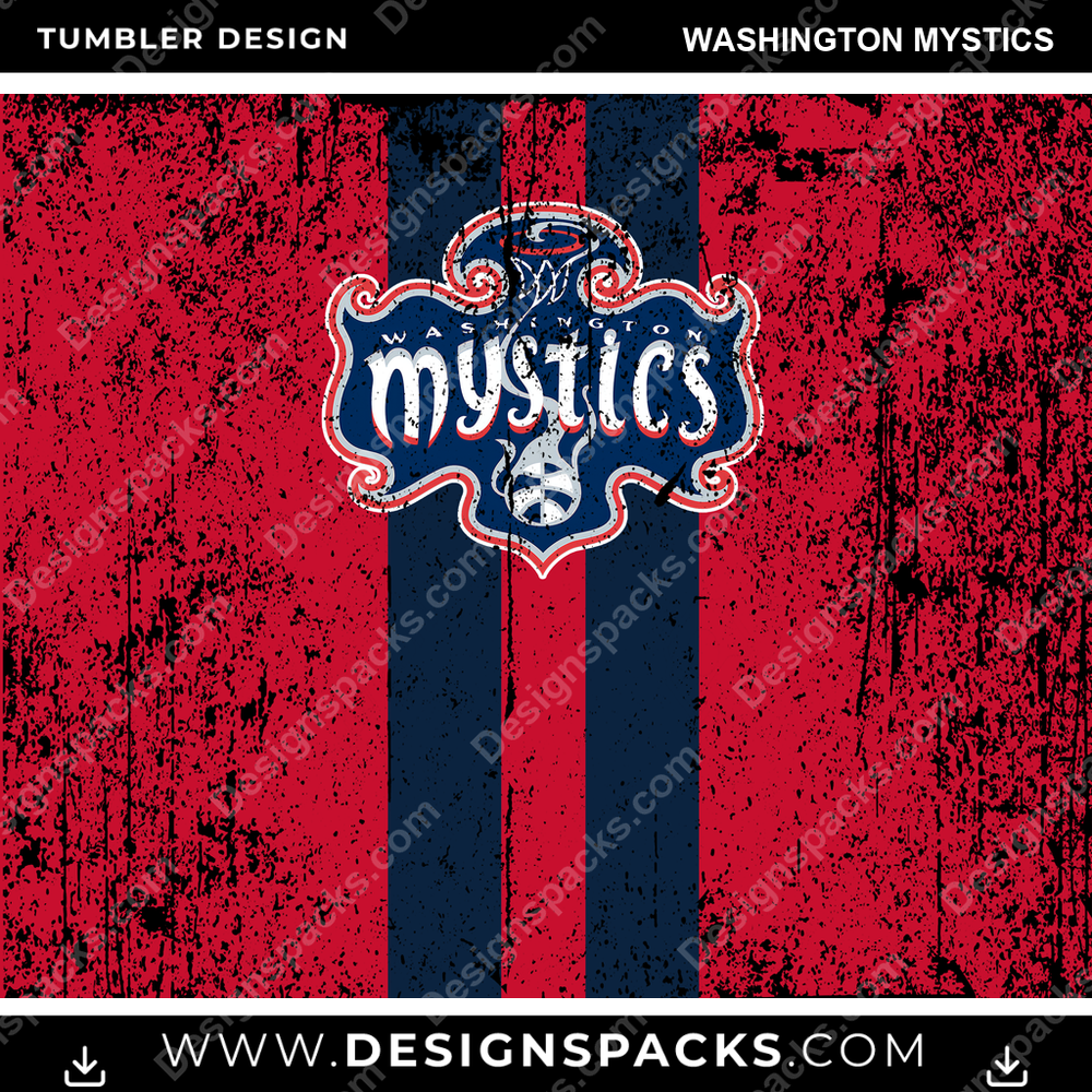 Basketball Grunge Style Washington Mystics Tumbler Digital Wrap Design