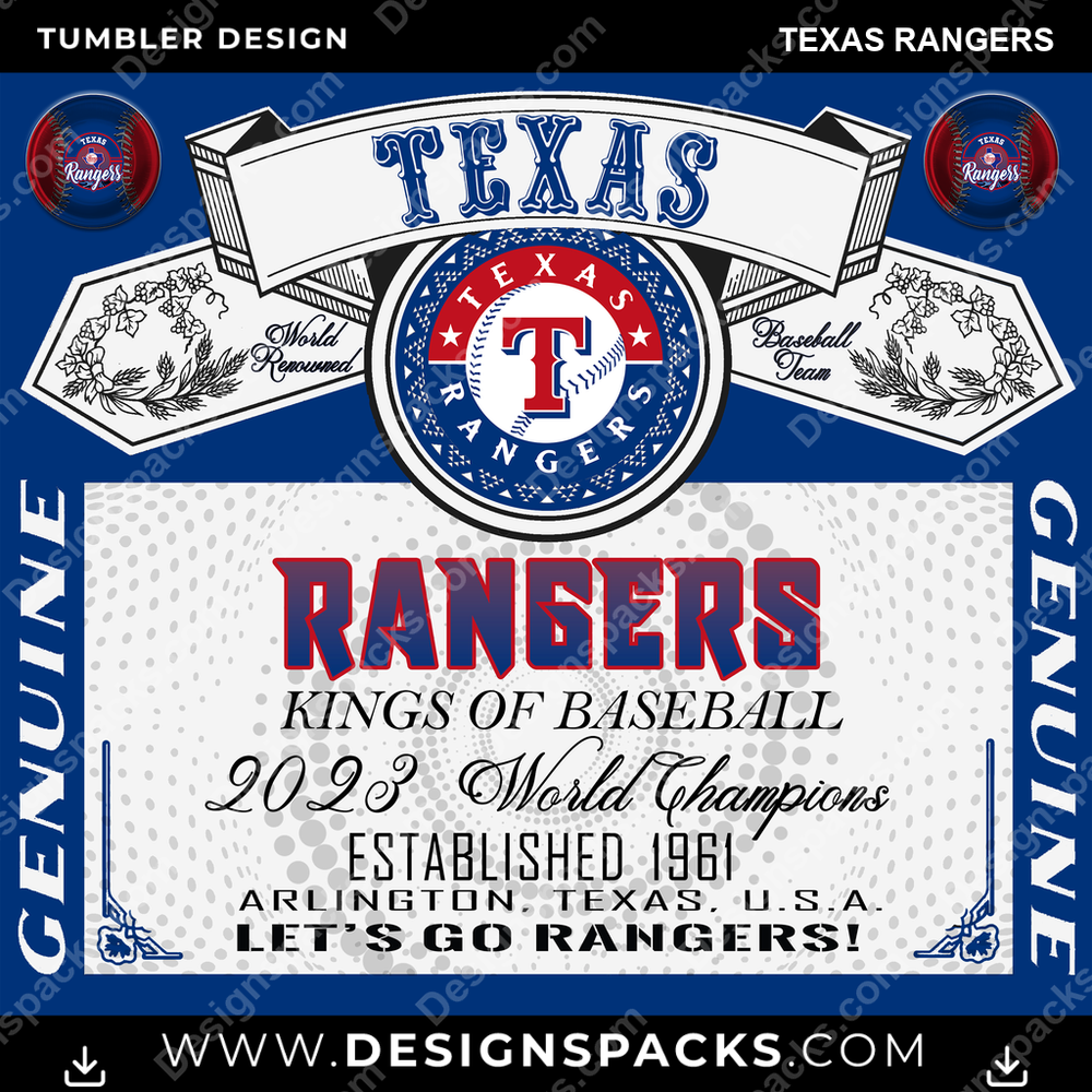 Baseball Budweiser Texas Rangers Tumbler Digital Wrap Design