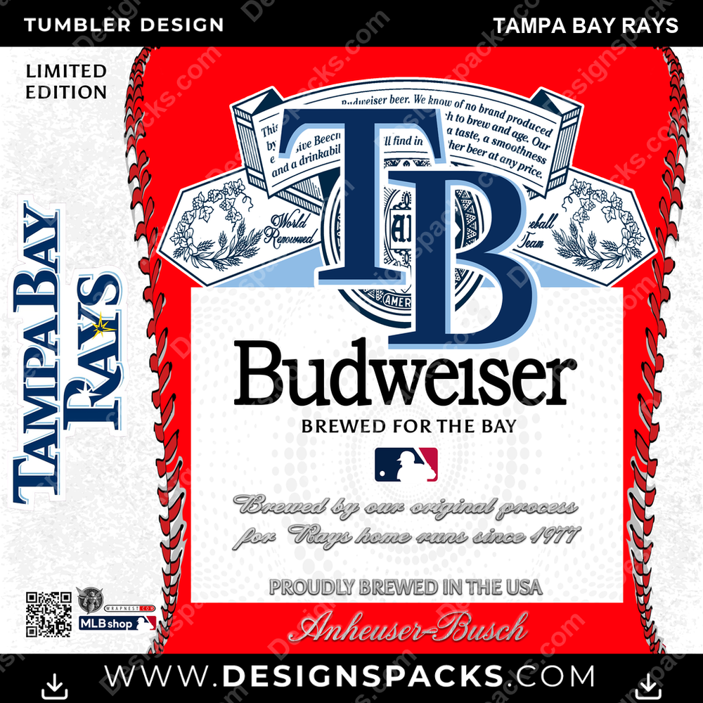 Baseball Bud Tampa Bay Rays Tumbler Digital Wrap Design