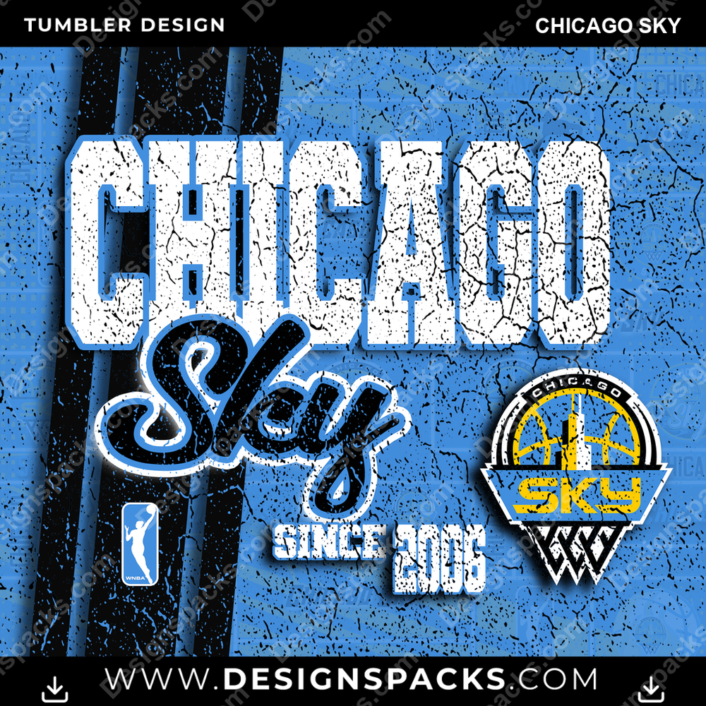 Basketball Grunge Chicago Sky Tumbler Digital Wrap Design