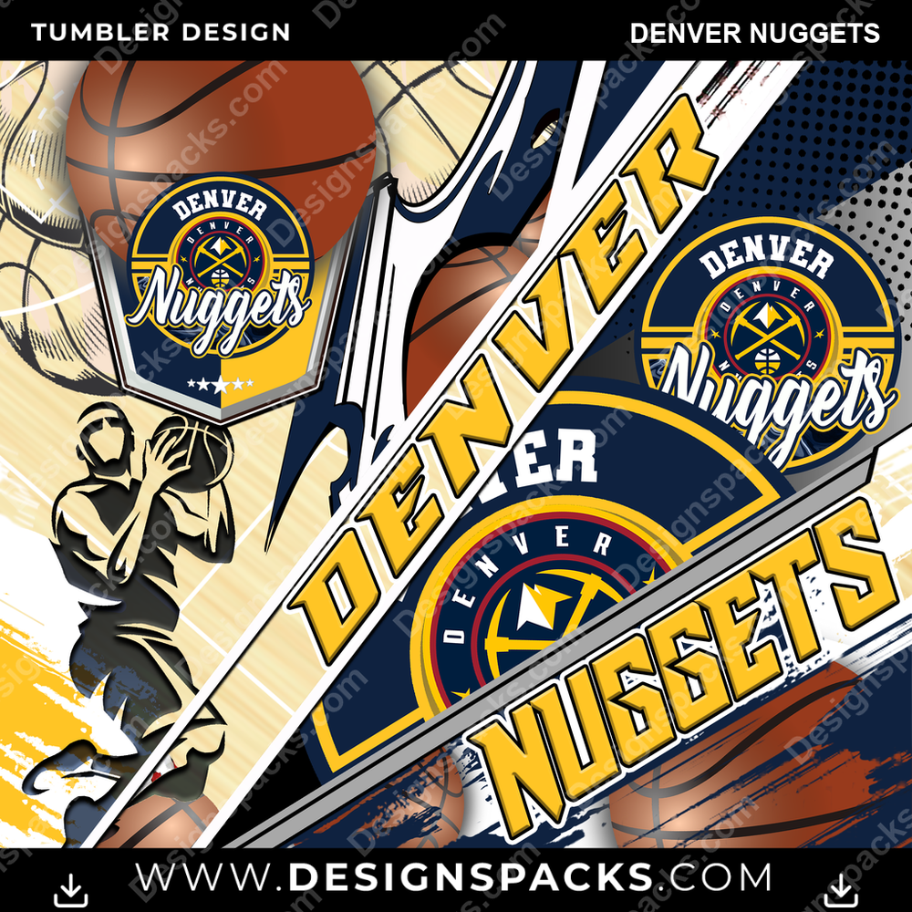 Basketball Silhouette Denver Nuggets Tumbler Digital Wrap Design