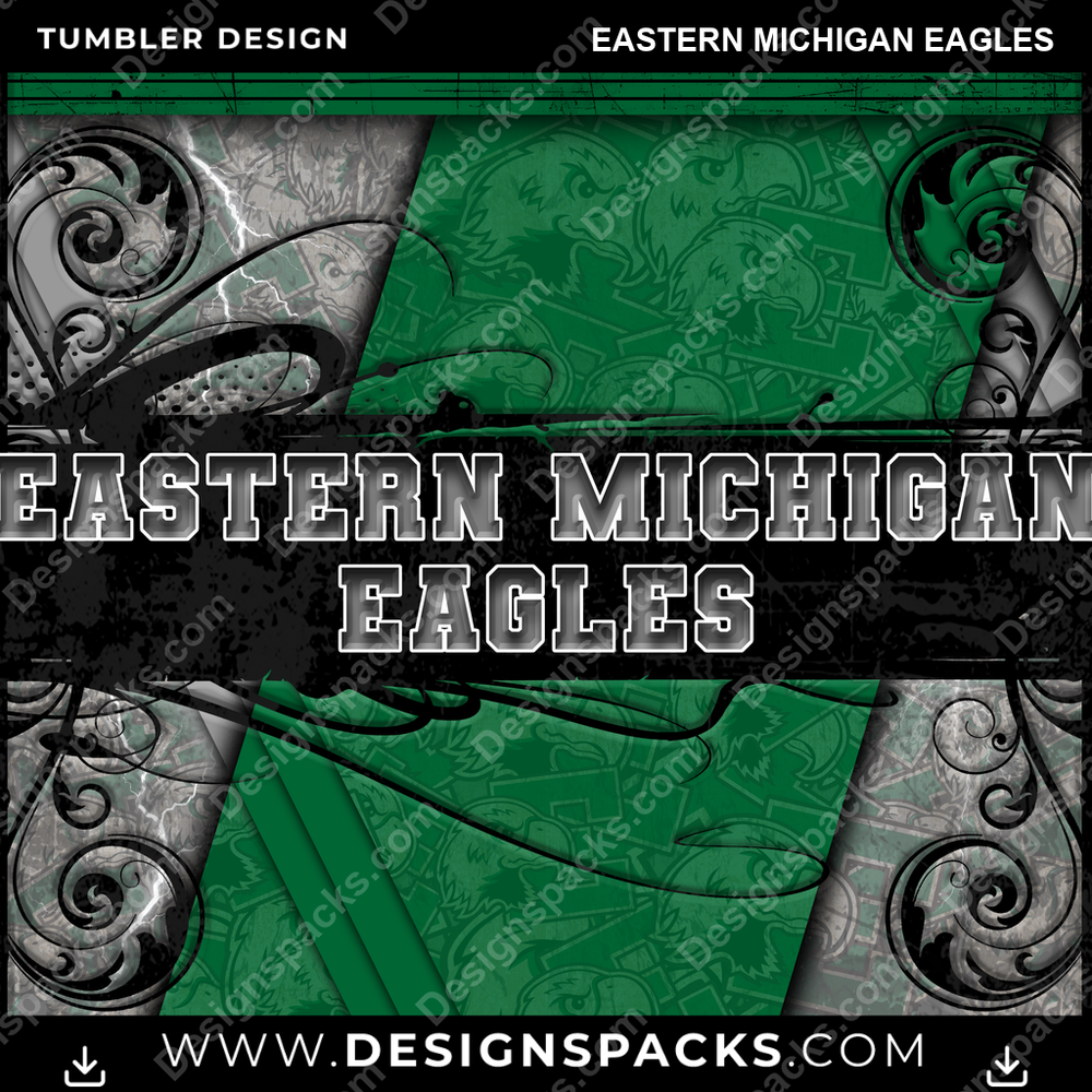 College Sport Elegant Eastern Michigan Eagles Tumbler Digital Wrap Design