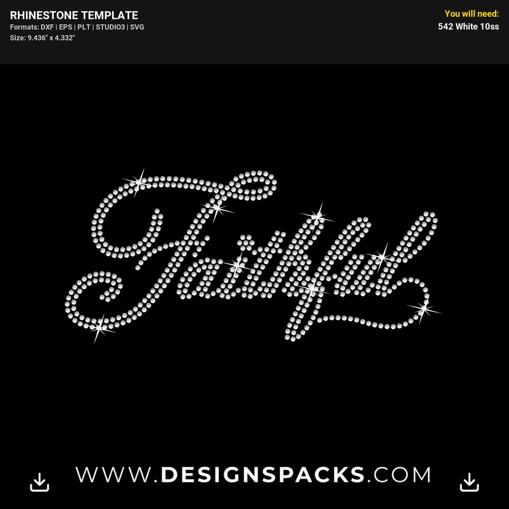 Faithful Cursive Writing Rhinestone Digital Template