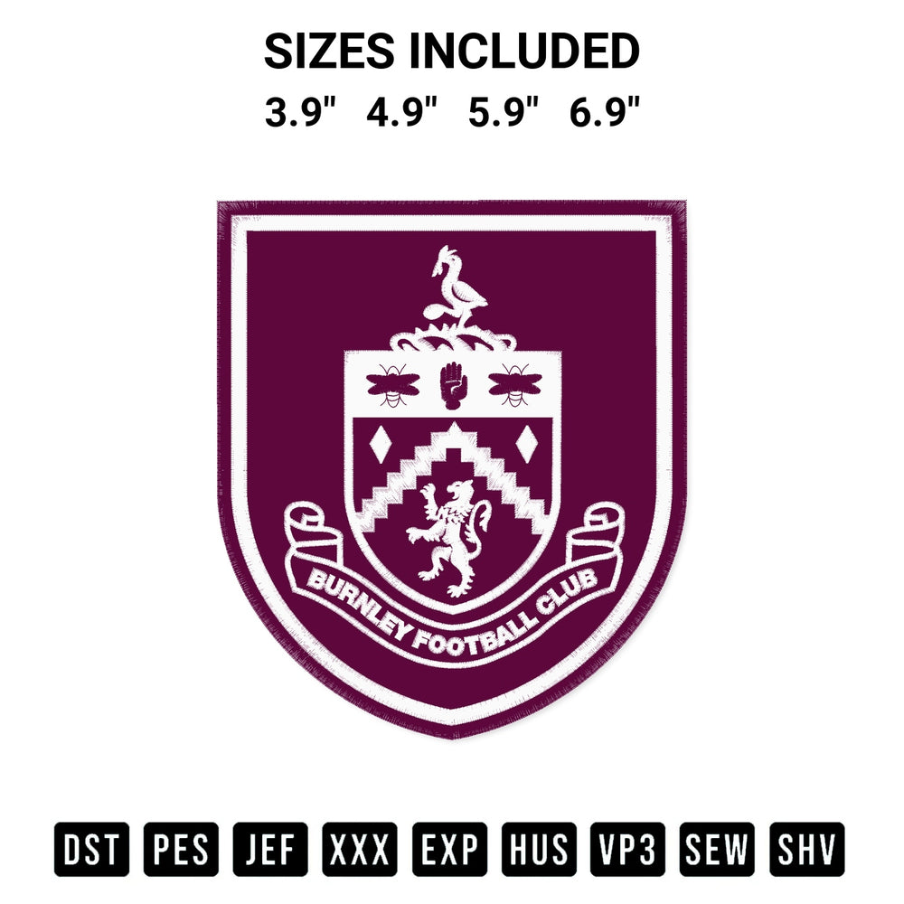 Add a unique touch to your apparel with the Fc Burnley Logo Embroidery Design embroidery file. Premium instant download available now on Designspacks.com. Available sizes: 3.9", 4.9", 5.9", 6.9".