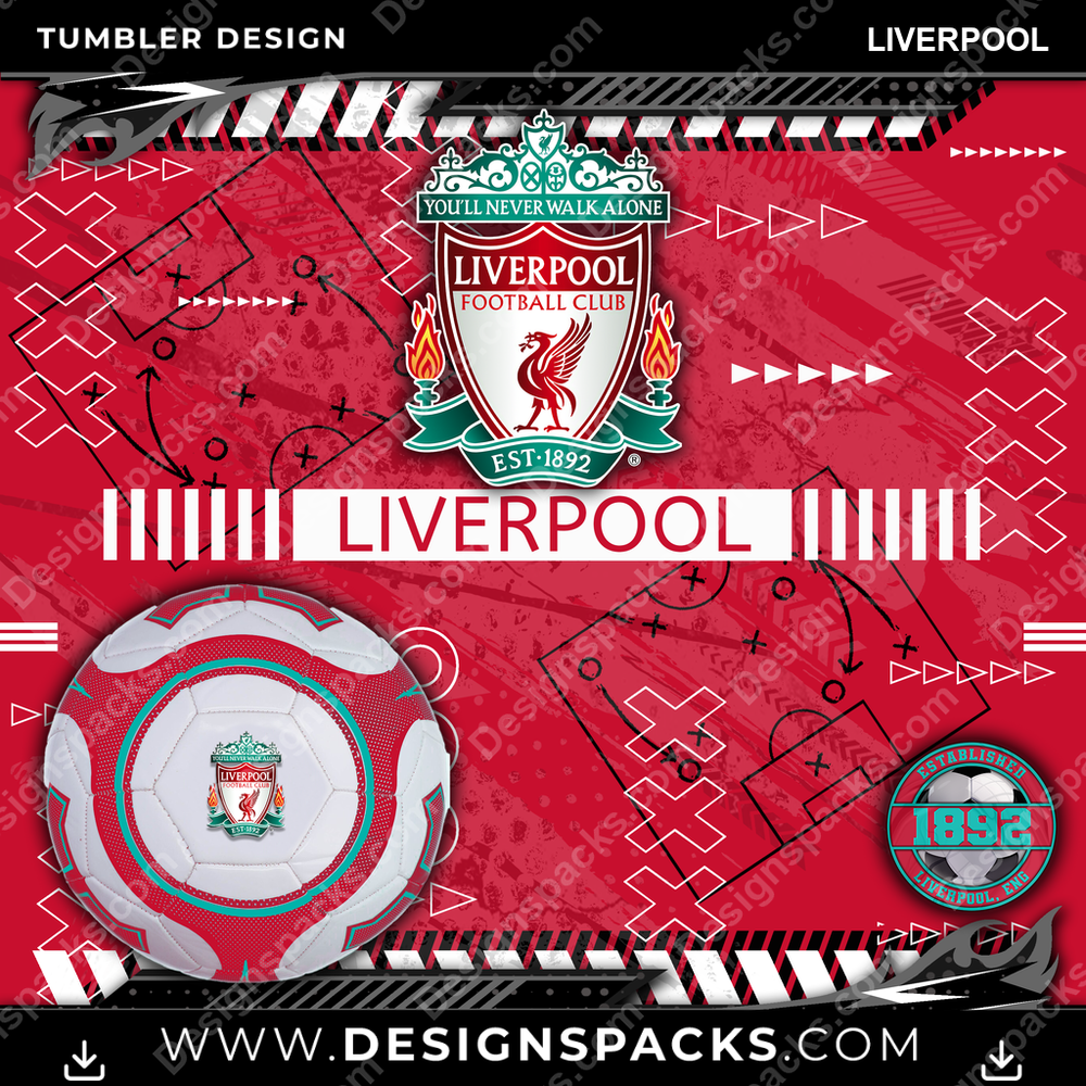 Soccer UK Xs & Os Liverpool Tumbler Digital Wrap Design