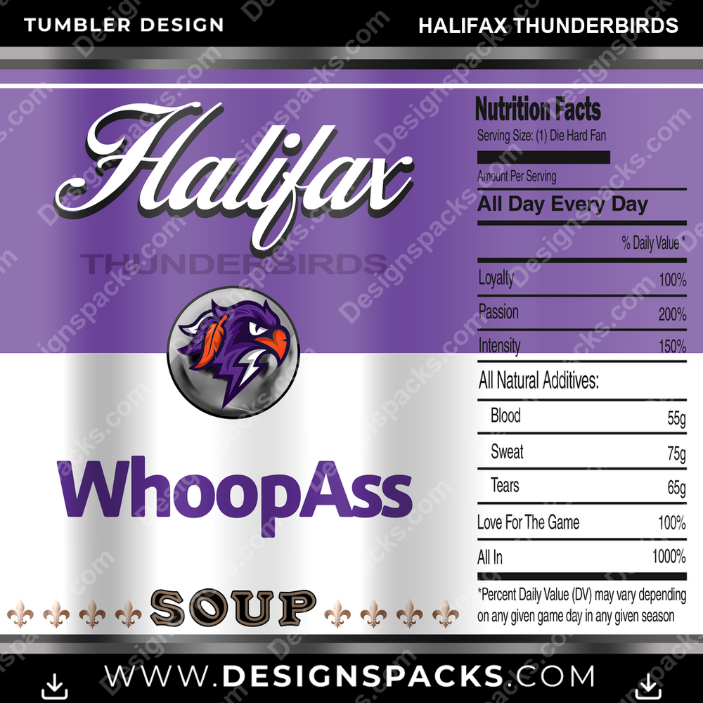 Lacrosse Soup Can Halifax Thunderbirds Tumbler Digital Wrap Design