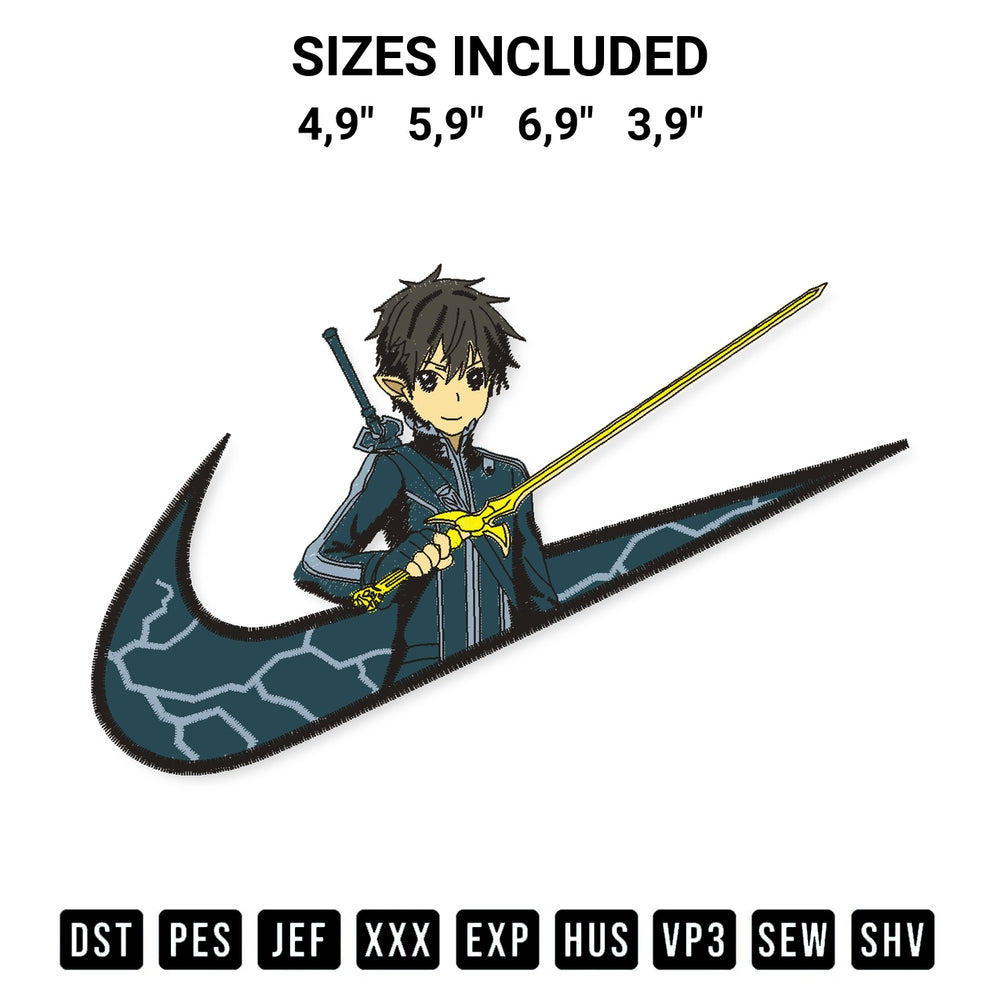 Get the Kirito Anime Sword Art Online Logo Embroidery Design embroidery design for your custom crafts! Premium digitized files available for instant download at Designspacks.com. Available sizes: 4,9", 5,9", 6,9", 3,9".