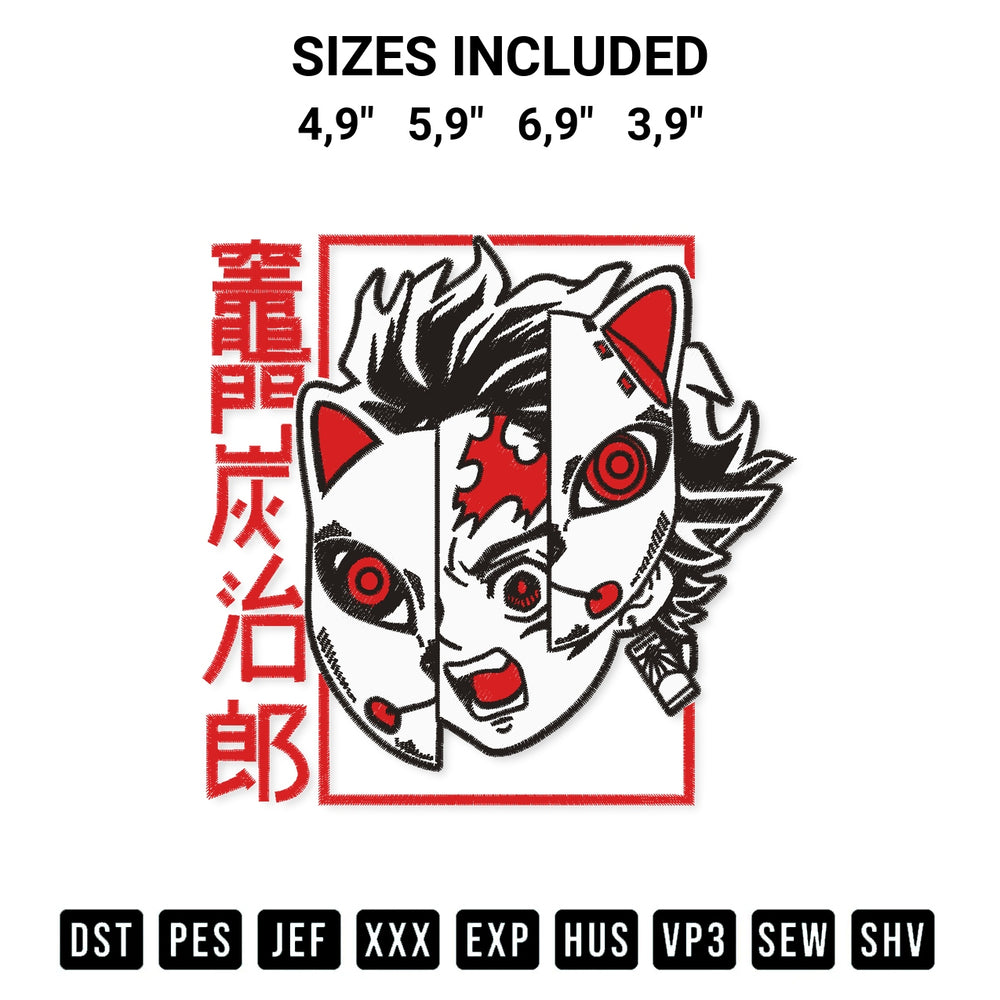 Transform your fabrics with the Kamado Tanjiro Demon Slayer Kimetsu No Yaiba Mask Logo Embroidery Design embroidery design. Instant access to premium digitized patterns at Designspacks.com. Available sizes: 4,9", 5,9", 6,9", 3,9".