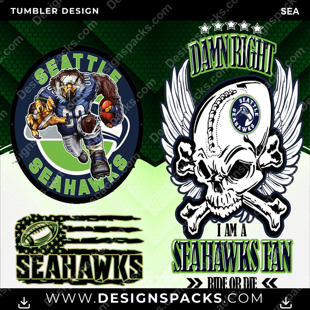 Football Skull SEA Tumbler Digital Wrap Design