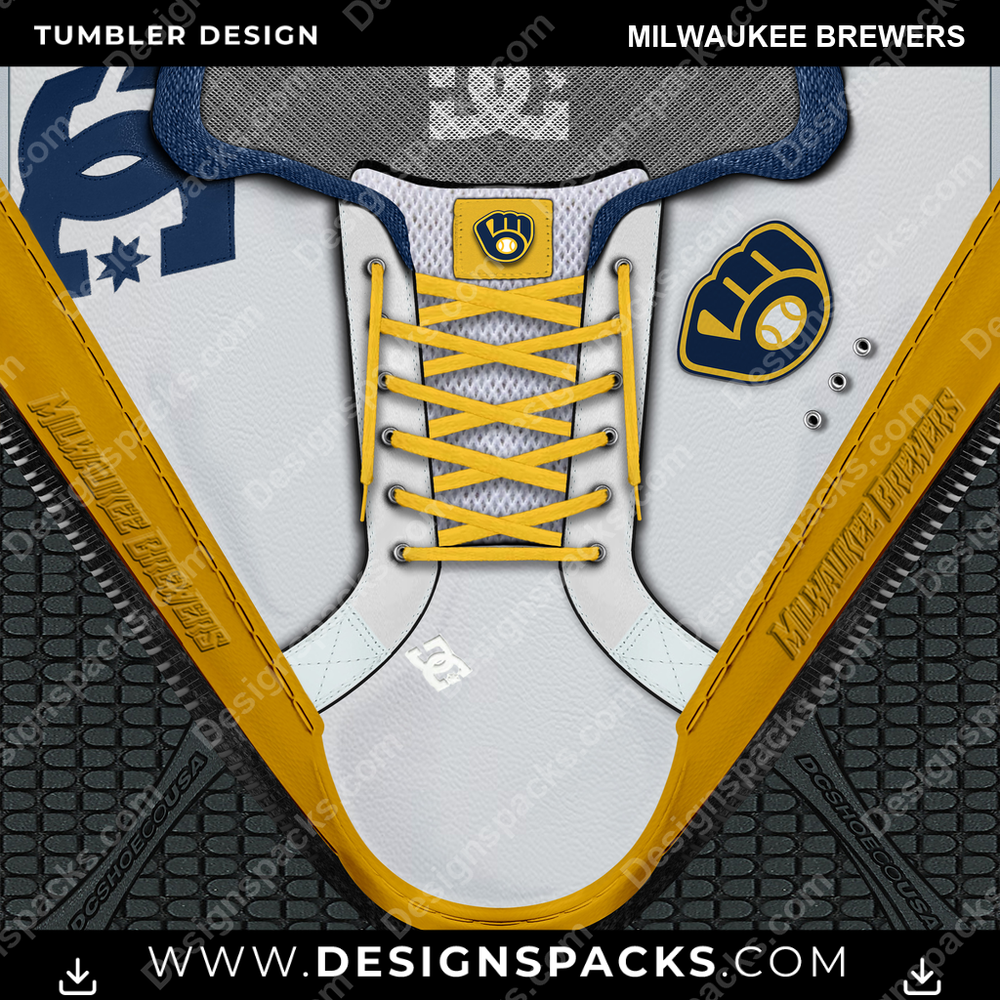 Diseño digital de envoltura para zapatillas de béisbol DC, vaso de los Milwaukee Brewers