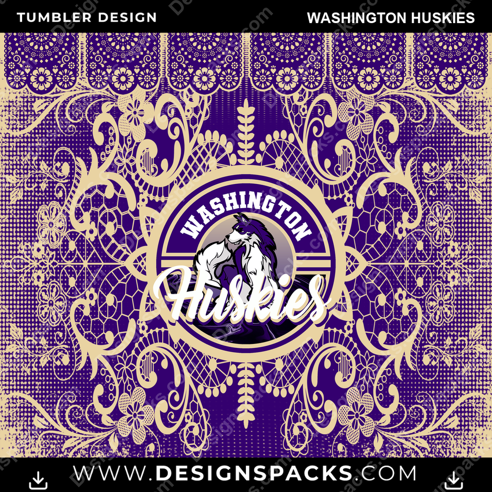 College Sport Lace & Logo Washington Huskies NCAA College Sport Tumbler Digital Wrap Design Download
