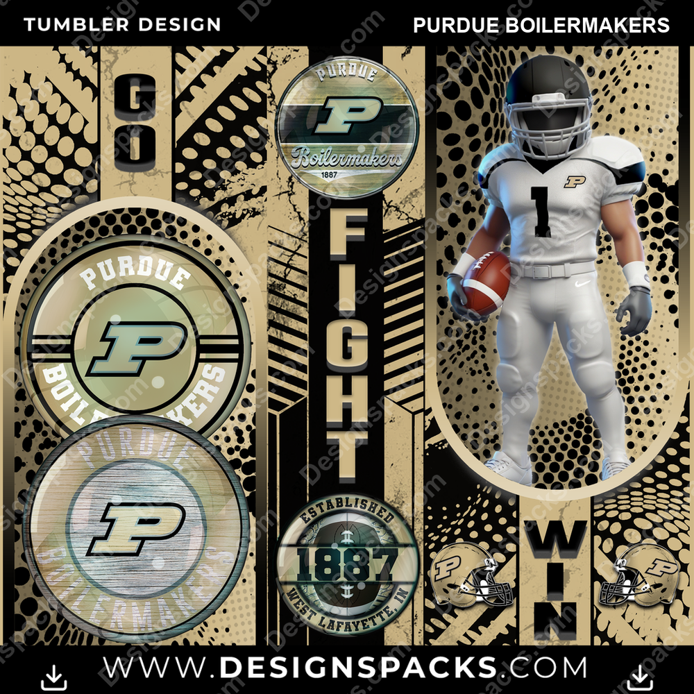 College Sport Go Fight Win Purdue Boilermakers NCAA College Sport Tumbler Digital Wrap Design Download