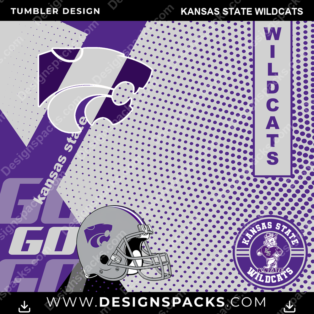College Sport GO Kansas State Wildcats NCAA College Sport Tumbler Digital Wrap Design Download
