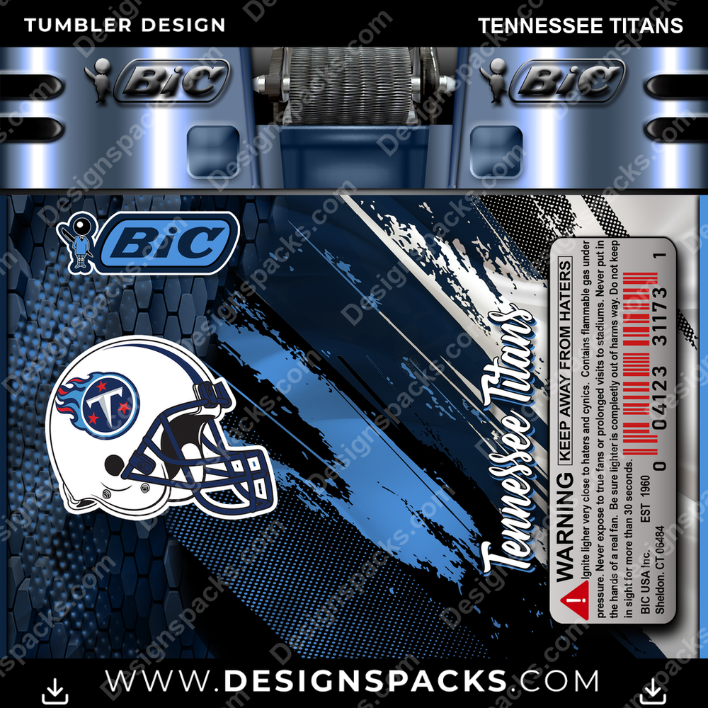Football BIC Lighter Tennessee Titans NFL Football Tumbler Digital Wrap Design Download