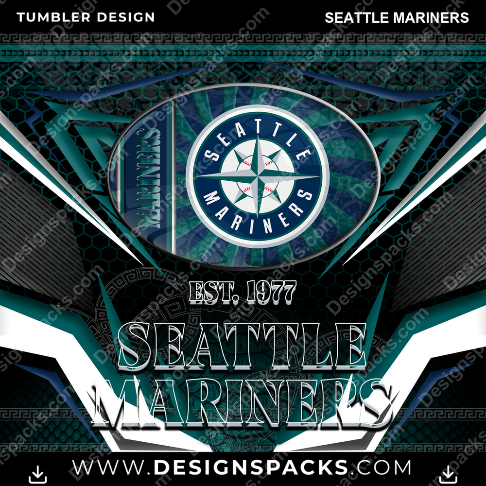 Baseball Tribal Seattle Mariners Tumbler Digital Wrap Design