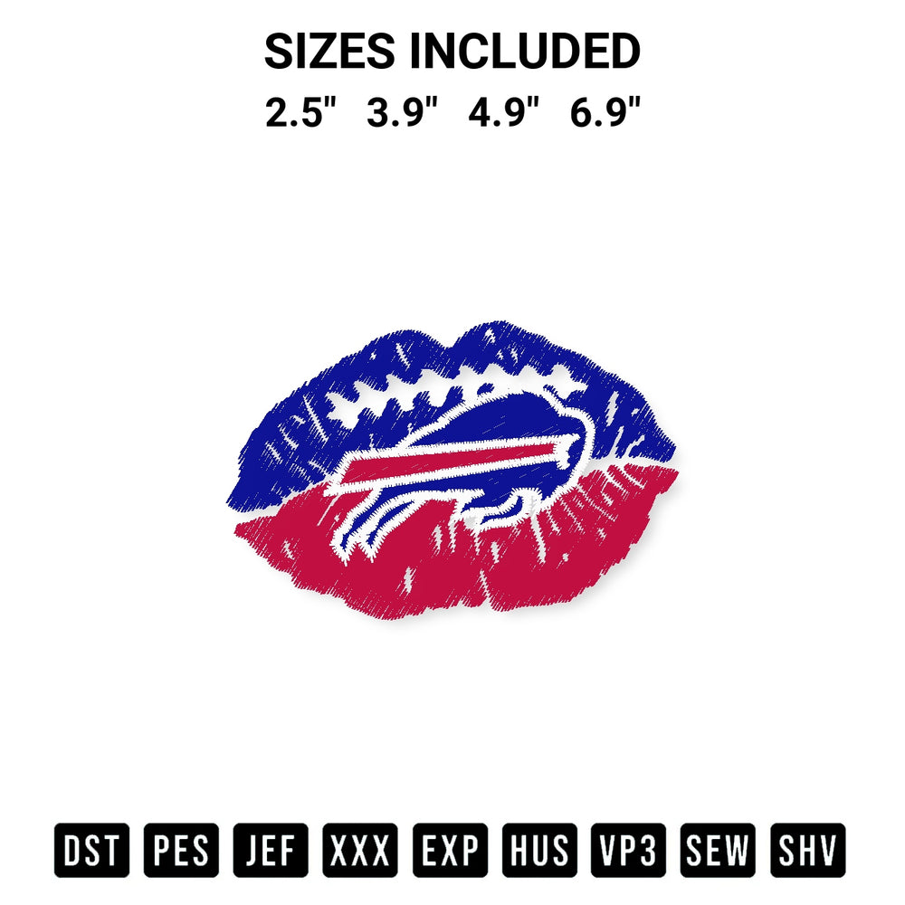 Elevate your next project with our Buffalo Bills Nfl Lips Embroidery Design embroidery file. Shop high-quality digital patterns instantly at Designspacks.com. Available sizes: 2.5", 3.9", 4.9", 6.9".