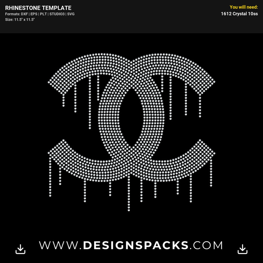 Chanel Drip Big Rhinestone Digital Template