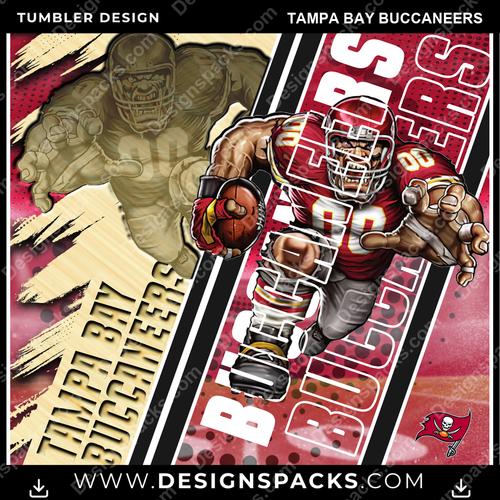 Football Silhouette Tampa Bay Buccaneers Tumbler Digital Wrap Design