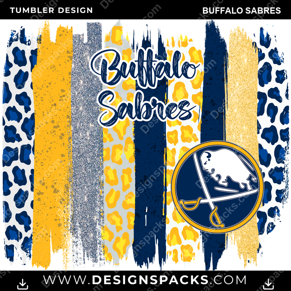 Hockey Brush Strokes Buffalo Sabres NHL Hockey Tumbler Digital Wrap Design Download