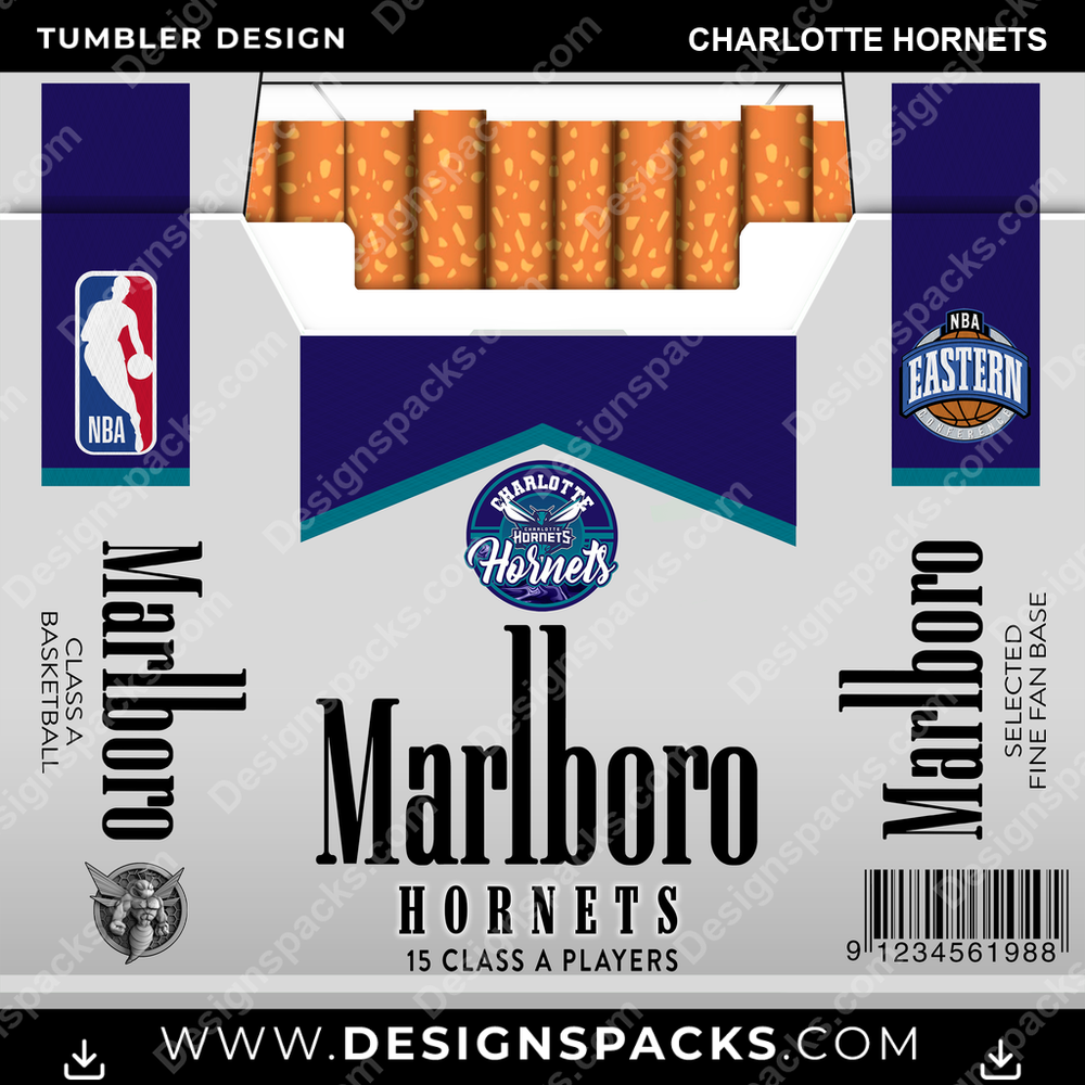 Basketball Marlboro Charlotte Hornets NBA Basketball Tumbler Digital Wrap Design Download