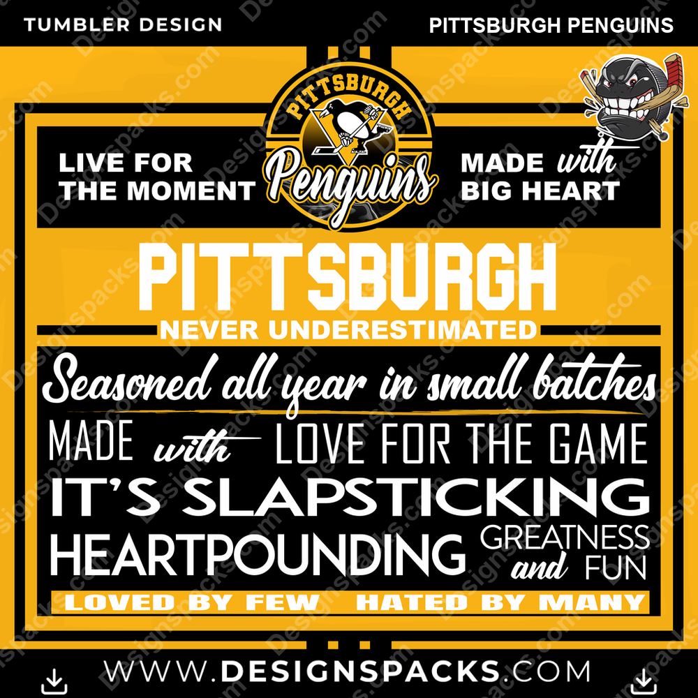 Ice Hockey Slapsticking Pittsburgh Penguins NHL Hockey Tumbler Digital Wrap Design Download