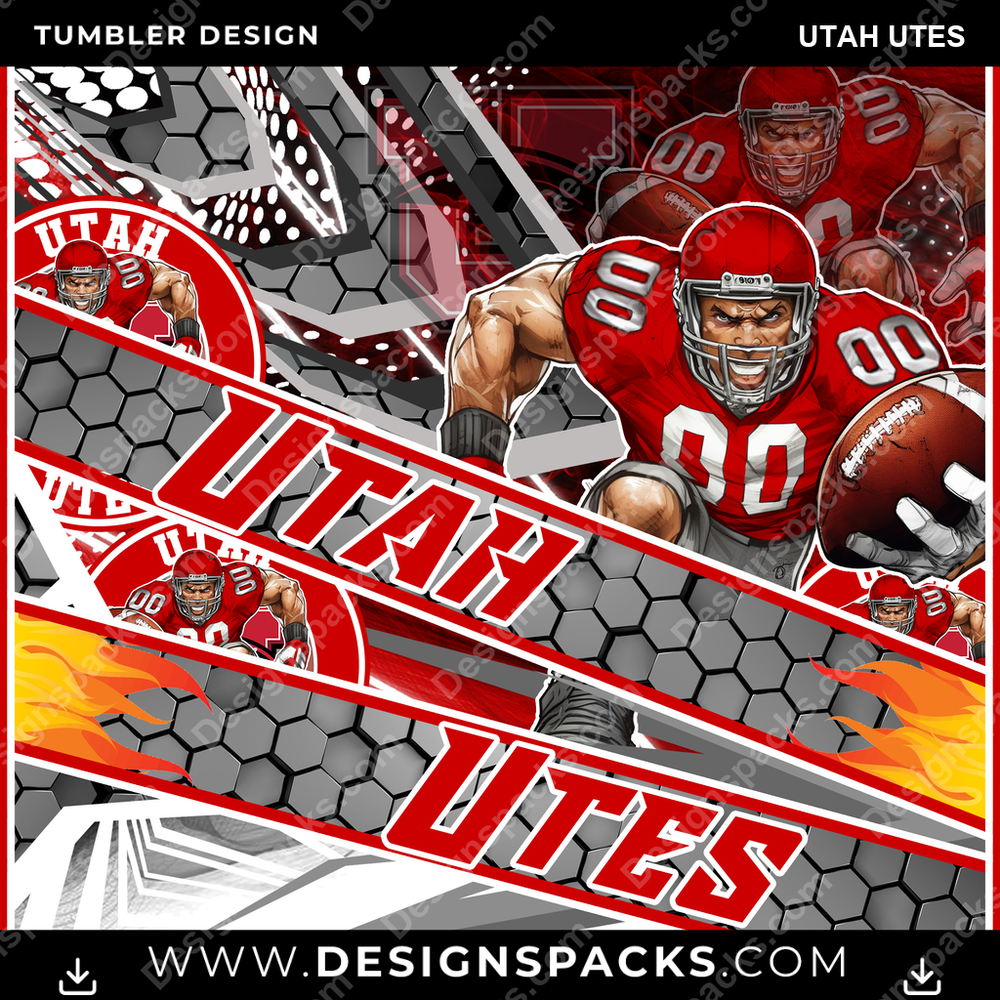 College Sport Fathead Utah Utes NCAA College Sport Tumbler Digital Wrap Design Download