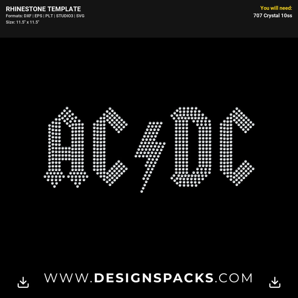 AC DC Rock Band Logo Rhinestone Digital Template