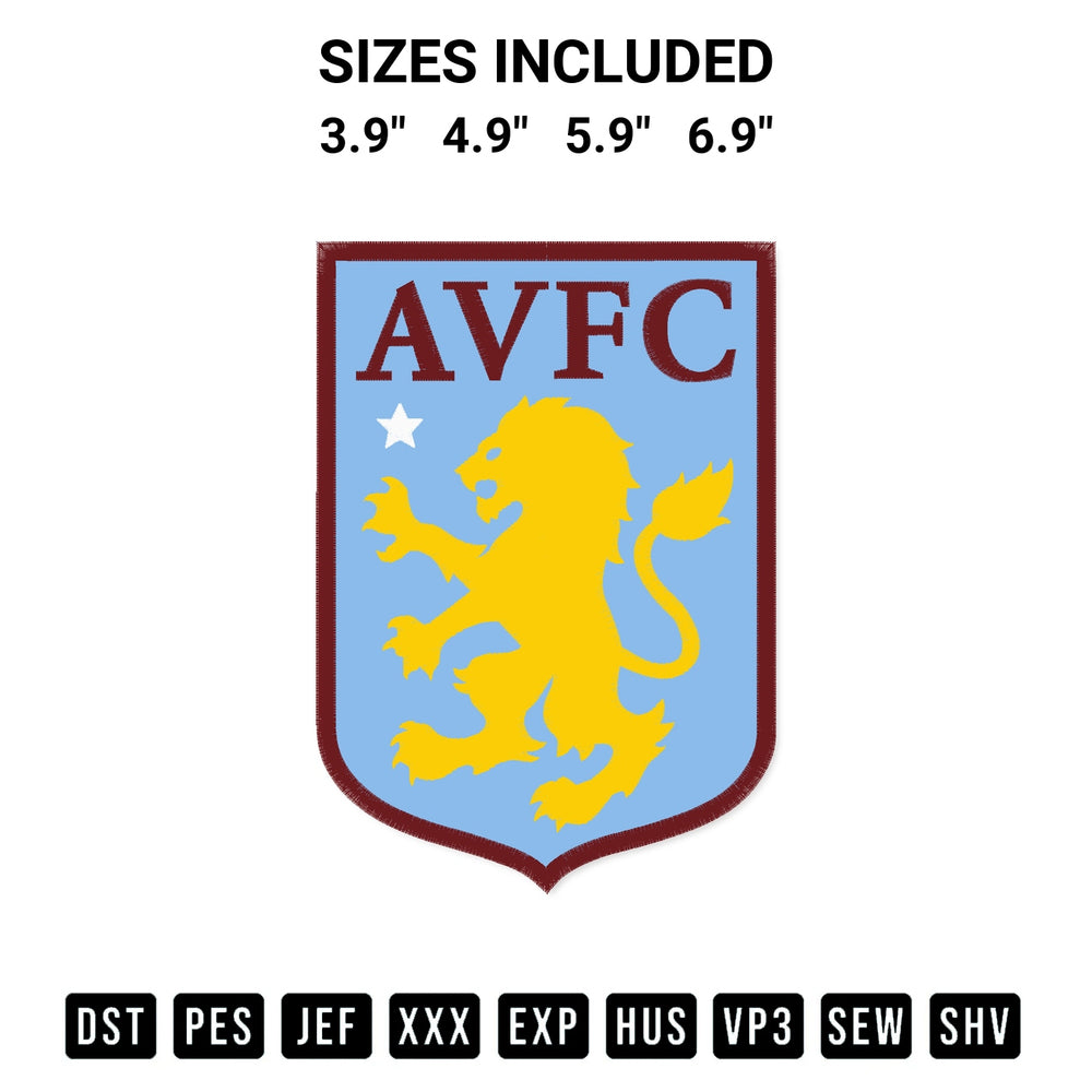 Stitch like a pro with the Fc Aston Villa Logo Embroidery Design embroidery pattern from Designspacks.com. High-quality digital machine embroidery file. Available sizes: 3.9", 4.9", 5.9", 6.9".