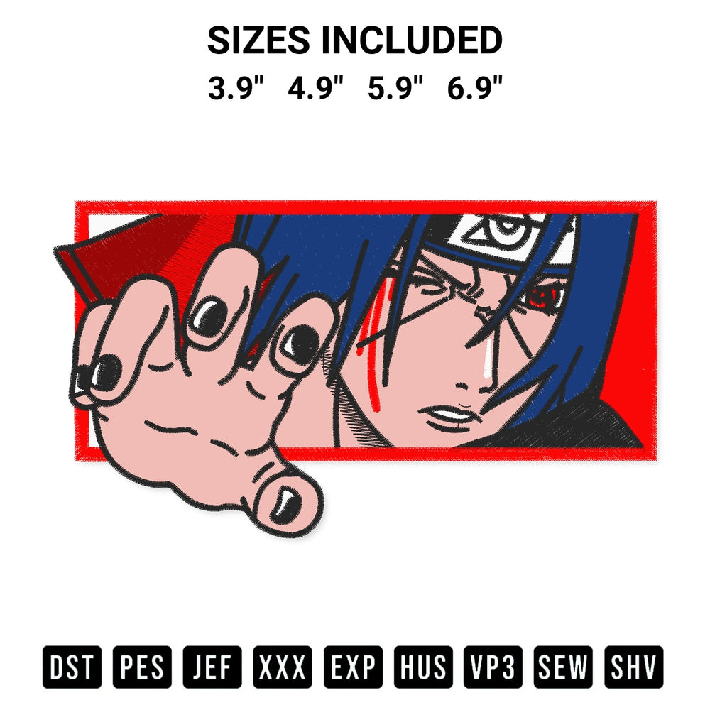 Discover the perfect addition to your crafting collection: Itachi Naruto Anime Embroidery Design embroidery file. Instantly available at Designspacks.com. Available sizes: 3.9", 4.9", 5.9", 6.9".