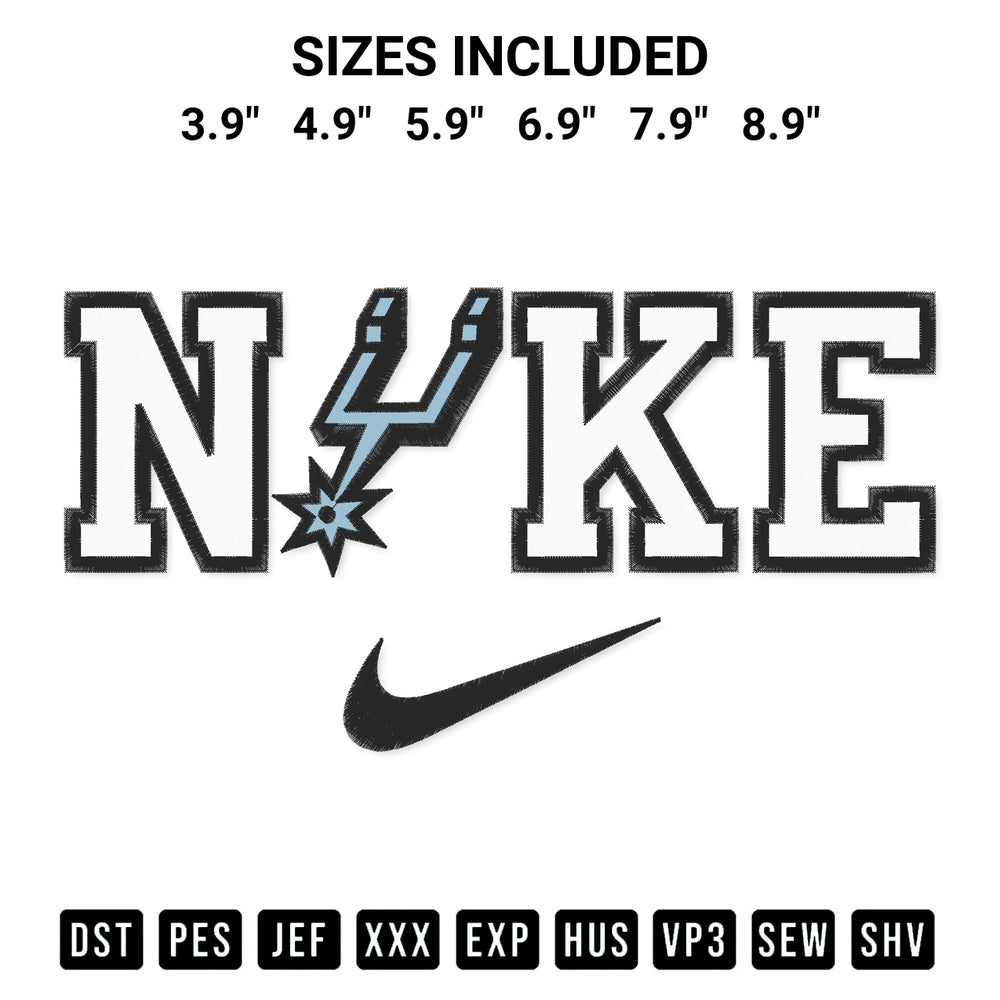 Discover the perfect addition to your crafting collection: San Antonio Spurs X Nike Embroidery Design embroidery file. Instantly available at Designspacks.com. Available sizes: 3.9", 4.9", 5.9", 6.9", 7.9", 8.9".