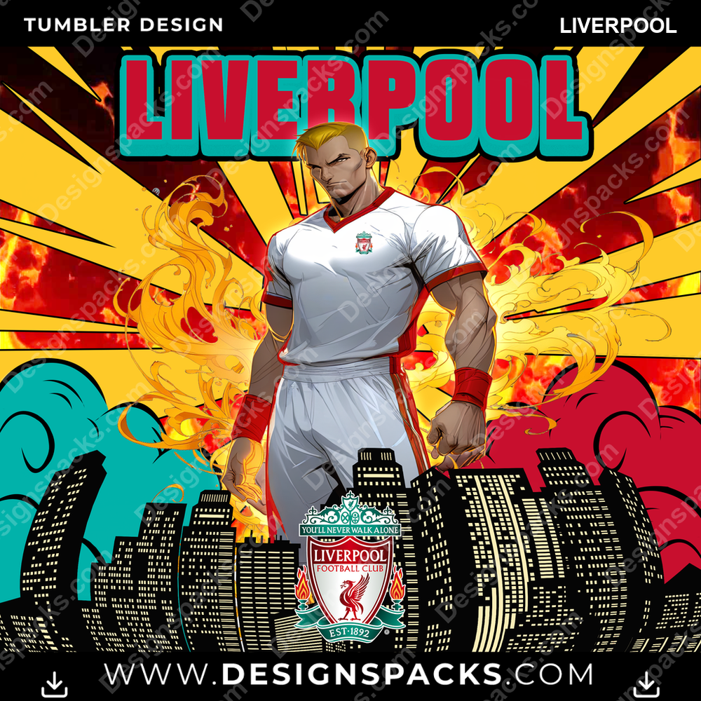 Soccer UK Comic Cover Liverpool Tumbler Digital Wrap Design