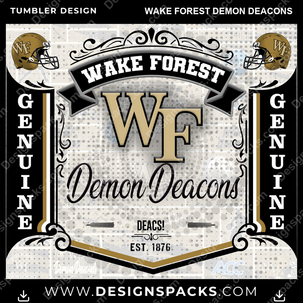 College Sport Bud Wake Forest Demon Deacons Tumbler Digital Wrap Design