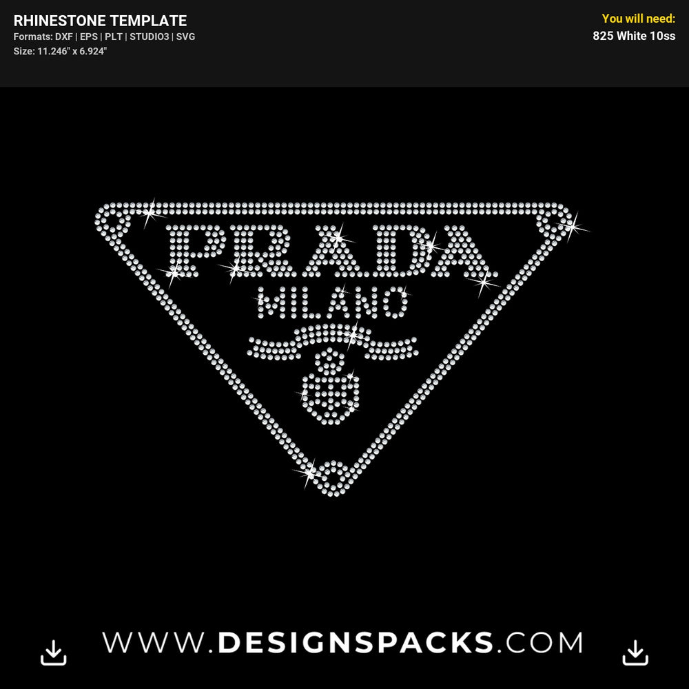 Prada Iconic Triangle Logo Rhinestone Digital Template