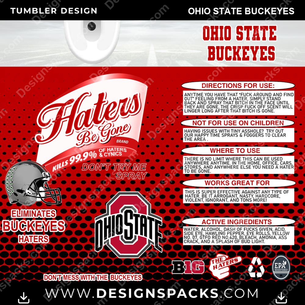 College Sport Haters Be Gone Ohio State Buckeyes Tumbler Digital Wrap Design