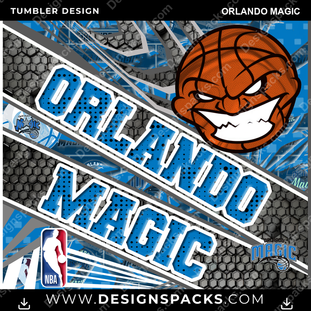Basketball Angry Sports Orlando Magic NBA Basketball Tumbler Digital Wrap Design Download