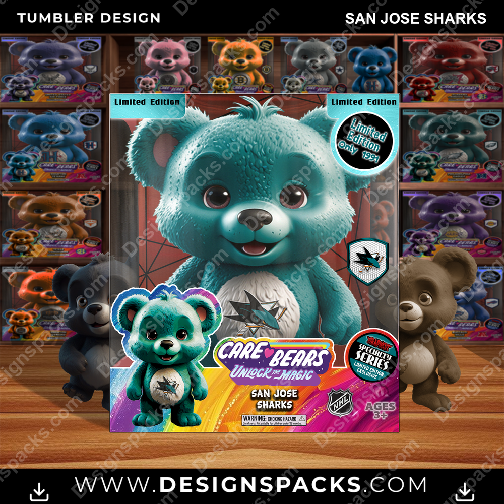 Hockey Care Bear Box San Jose Sharks NHL Hockey Tumbler Digital Wrap Design Download