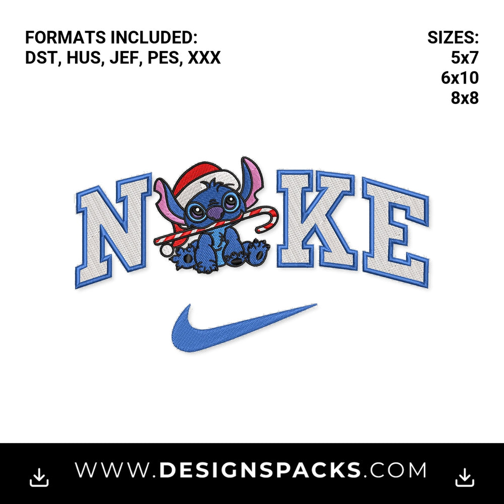 Christmas Stitch Santa Hat Nike Swoosh Embroidery Design - Instant digital download pattern at Designspacks.com